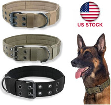 2''Wide Tactical Heavy Duty Nylon Large Dog Collar K9 Military With Metal Buckle