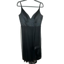 Hayley Paige Occasions Black Floor Length Bride's Maid Gala Formal Dress Size 14