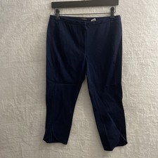 Elie Tahari Womans Chino Pants Solid Blue 4 Cotton Blend Clip Zip Pockets