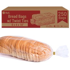 Reli. Bread Bags with Ties | 8 x 4 x 18" | Plastic Large, Clear