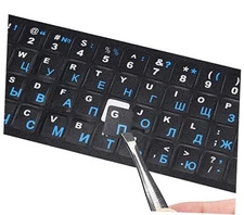  2PCS Universal Russian Keyboard Stickers, Letter Stickers Russian-black/Blue