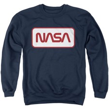 Nasa Rectangular Logo Mens Crewneck Sweatshirt Navy Officially Licensed