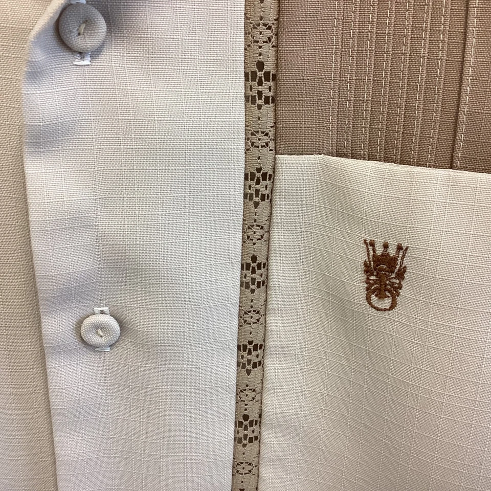 Iolani Executive Men’s Hawaiian Shirt(M/L) Tan Brown Vtg 70s USA Made Tiki - Image 3 of 4