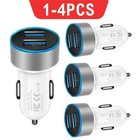 1-4 Pcs Dual USB Car Charger Adapter for Smartphones and Tablets iPhone Samsung