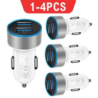 1-4 Pcs Dual USB Car Charger Adapter for Smartphones and Tablets iPhone Samsung