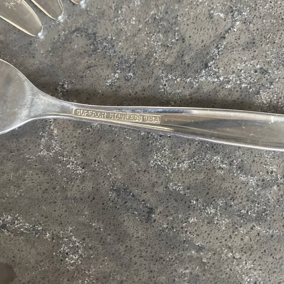 x9 Night Sky MCM Cubiertos Estrellas Atómicas 3 Ensalada 6 Tenedores de Cena Superior Inoxidable Foto 3 de 4