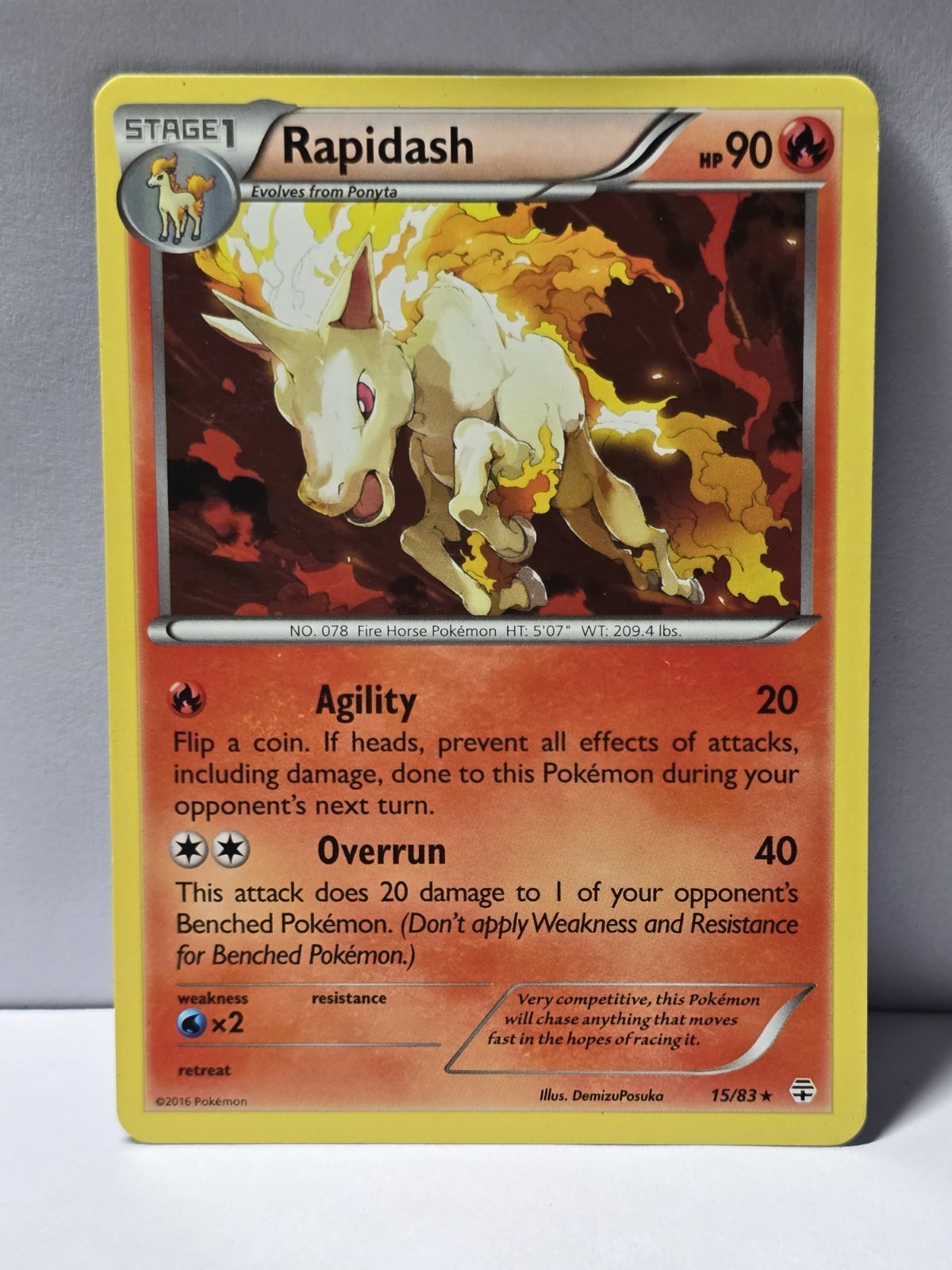 Rapidash 15/83 Rare Generations Pokemon Lightly Played