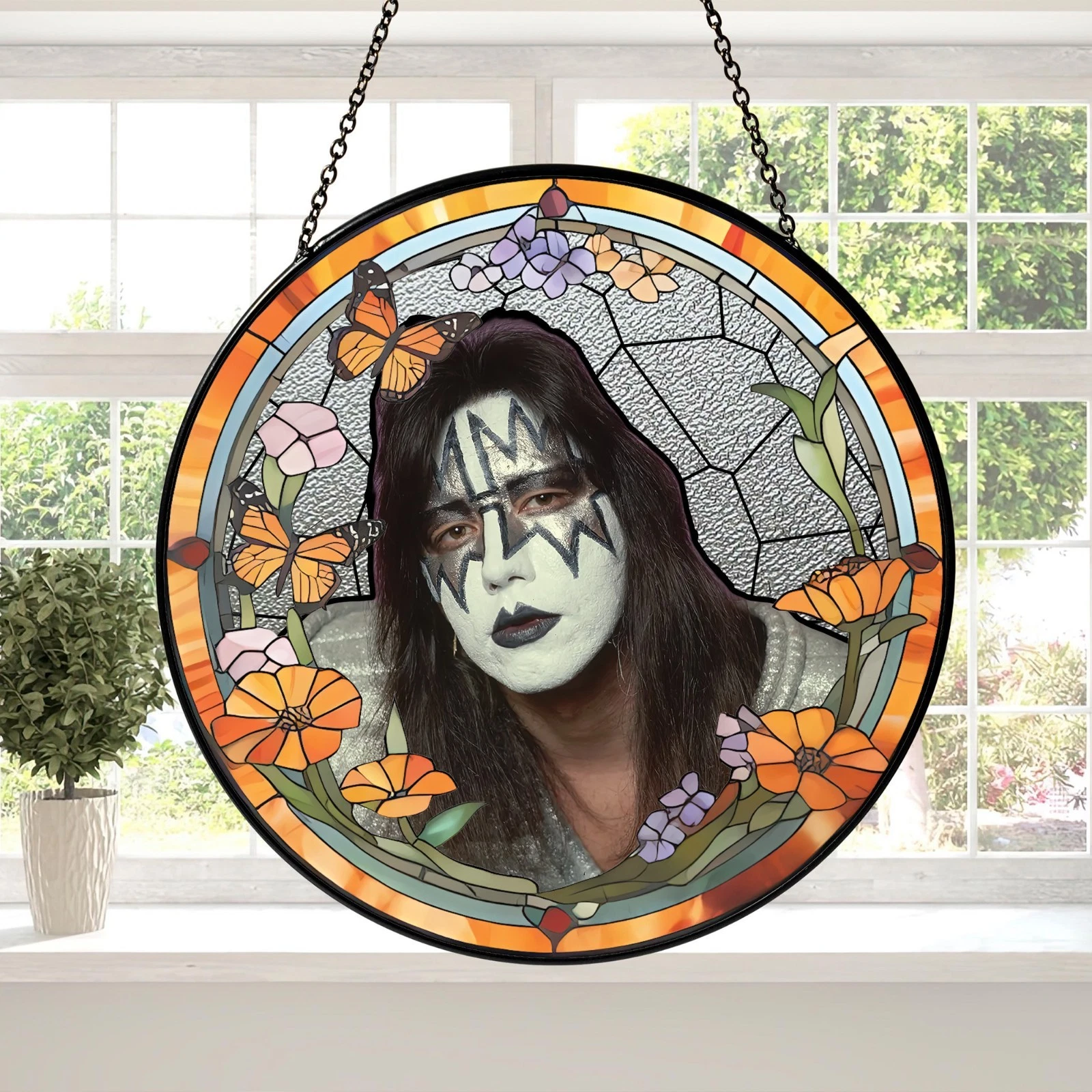 Ace Frehley Stained Glass Suncatcher - Home Window Hanging Ornament
