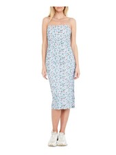 BARDOT Womens Sheath Midi Dress Zippered Square Neck Cocktail Adjustable Straps