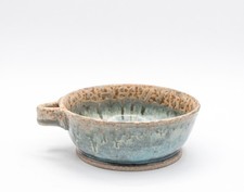 C.B. Jeffcoat NC Pottery 4.5" Blue Copper Matte Raku Fired Bowl Dish w/ Handle