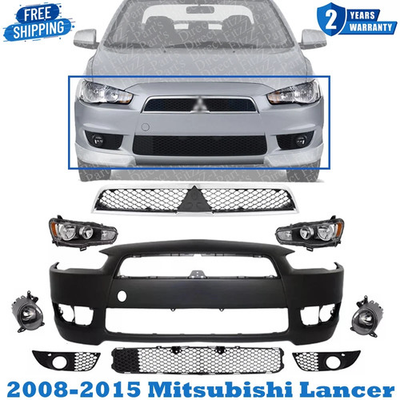 #ad Front Bumper Cover Primed amp; Grille Assembly Kit For 2008 2015 Mitsubishi Lancer $500.00