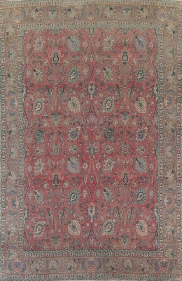 Pink Floral Area Rug 9x13 Hand-knotted Wool Traditional Vintage for Living Room