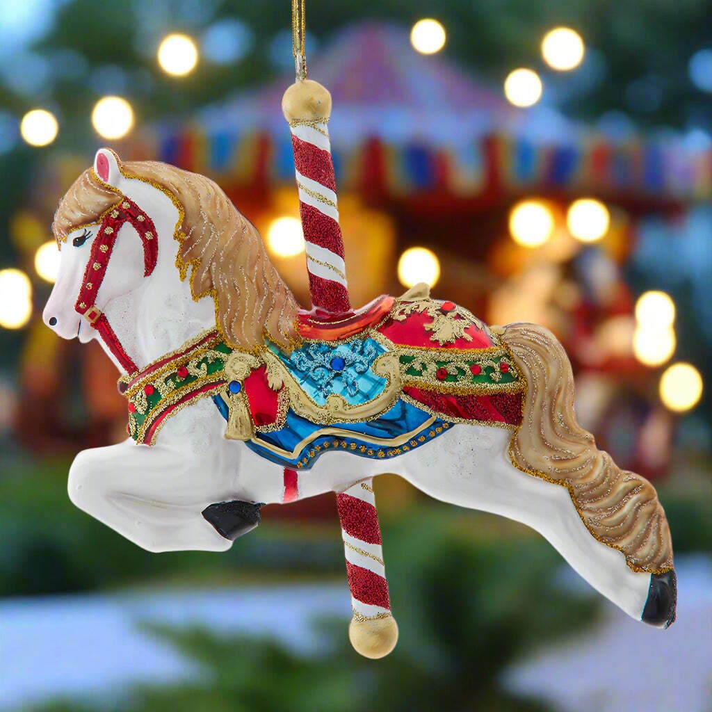 Bellissimo Carousel Horse Glass Ornament 6