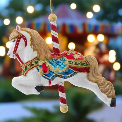 Bellissimo Carousel Horse Glass Ornament 6''