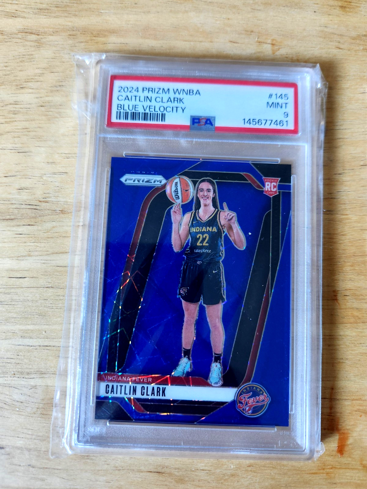 CAITLIN CLARK PRIZM RC LOT BLUE VELOCITY ORANGE ICE GREEN FEVER PSA 9 #145 view 5