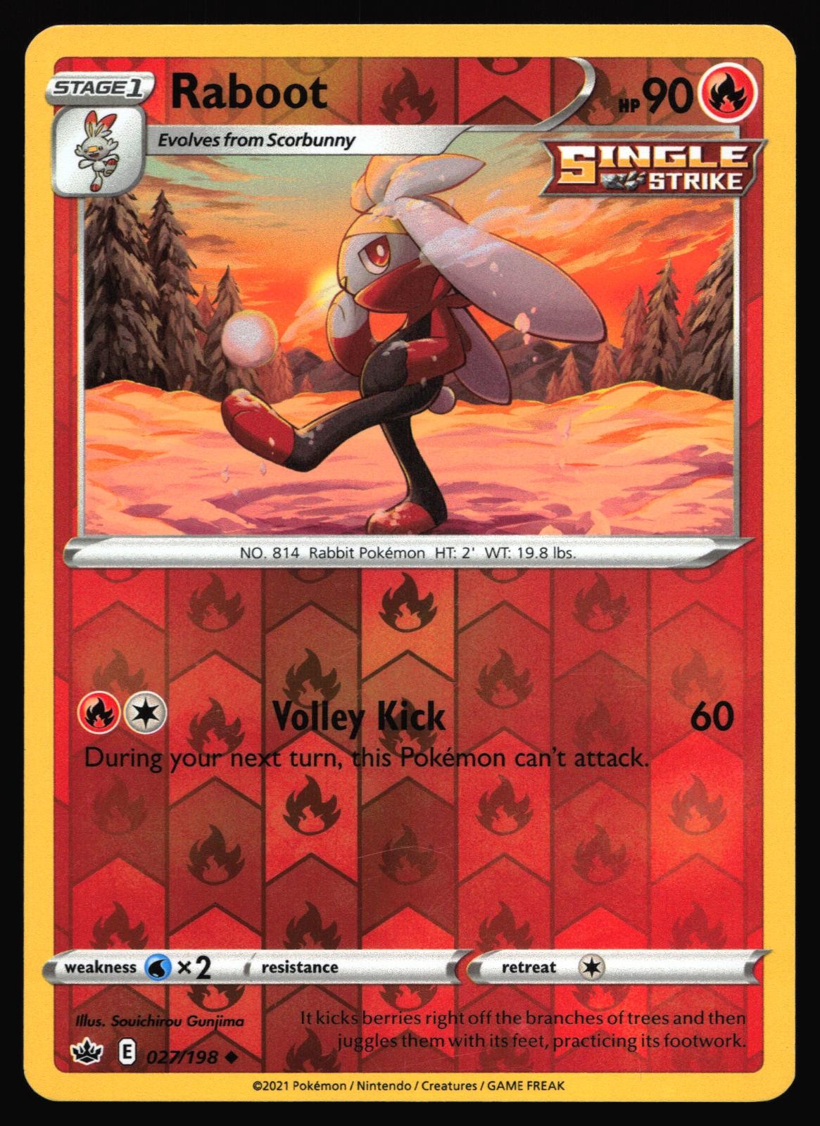 Raboot 027/198 - Reverse Holo (Near Mint) - Pokemon: Chilling Reign - Uncommon