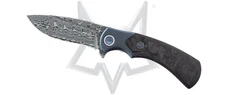 Fox Knife 40th Ann. F2017D Blue Titanium Carbon Fiber Damasteel Pocket Knives