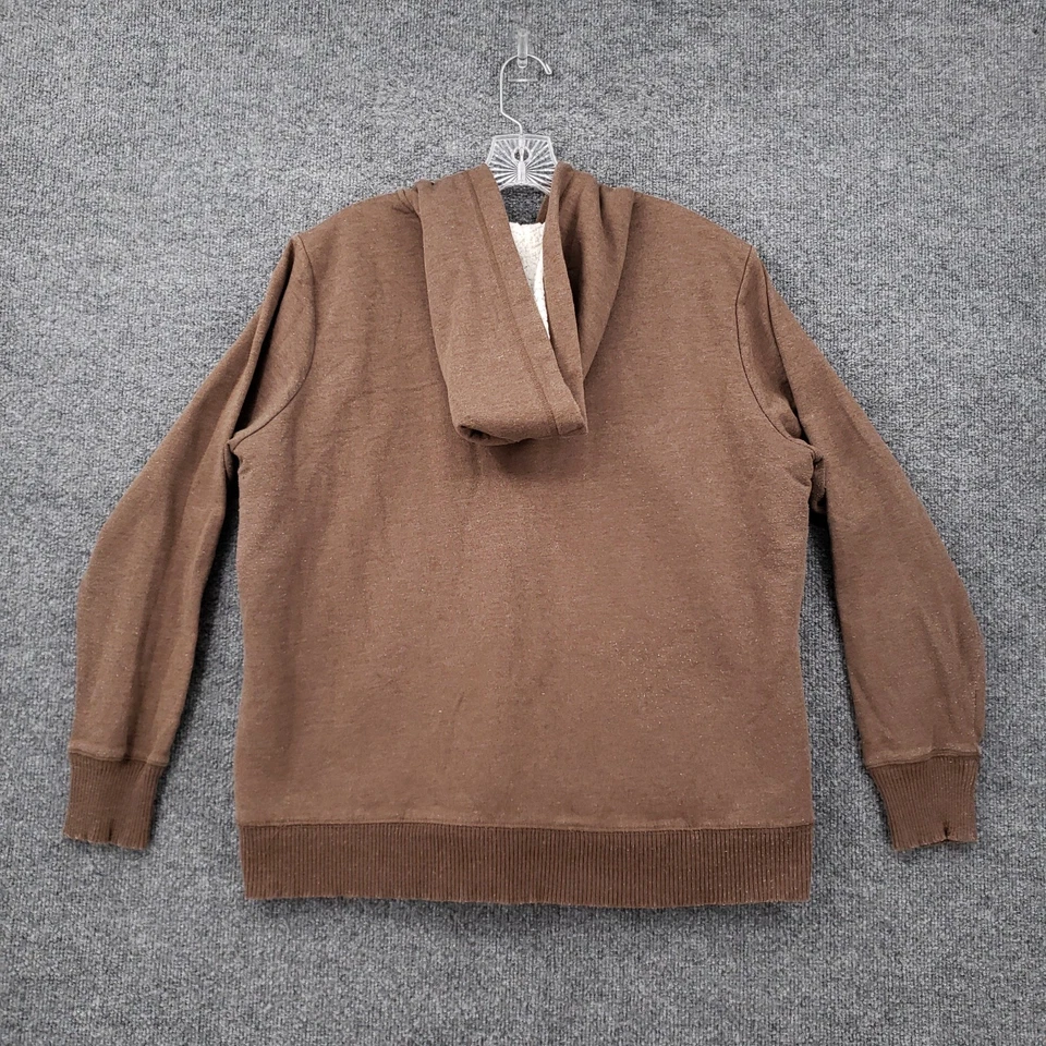 Sudadera con Capucha Faded Glory Para Mujer 1X Marrón Cremallera Completa Forrada Sherpa Sudadera Cordón Foto 2 de 4