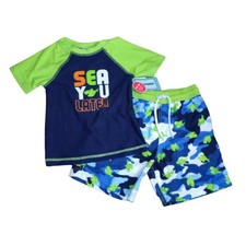 Floatimini Swim Set Board Shorts Top Boys Size 6 UPF Sun Screen 50 NWT