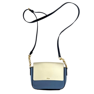 Lauren Ralph Lauren Blue Ivory Leather Crossbody Bag Coastal Old Money Preppy