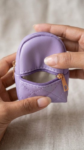 Miniature quilted backpack charm. mini coin purse for keys, earbuds, sanitizer - Picture 1 of 4