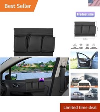 Elegant Leather Vehicle Side Door Organizer with Comfort Arm Rest Design - Black