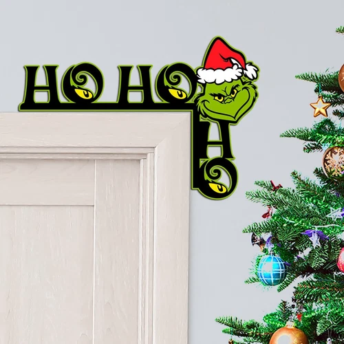 Funny Grinch Christmas Door Frame Decoration Corner Decor Ornaments Wooden Sign - Picture 2 of 4