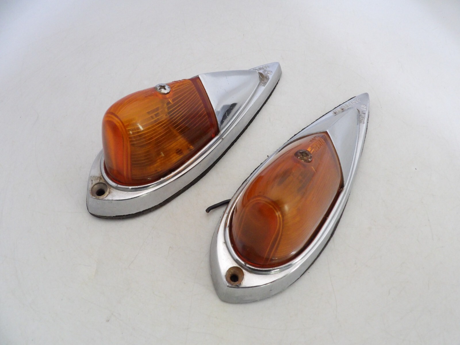 1960s Amber Yankee Teardrop Truck Cab Clearance Marker Lights Pair Vintage