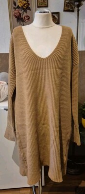 Alpha Studio LanaWool Strick Kleid-Pullover Gr.46/ Deutsch 40 Beige