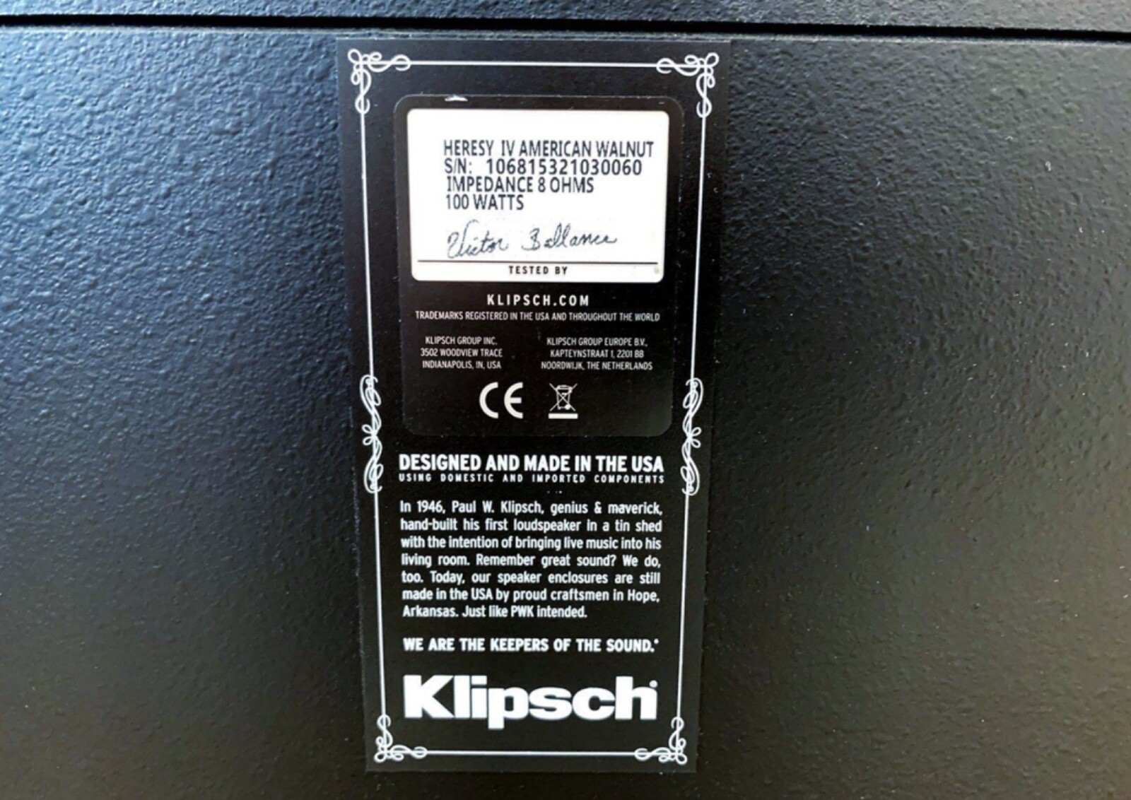 Speakers Klipsch Heresy IV 645759431912 eBay