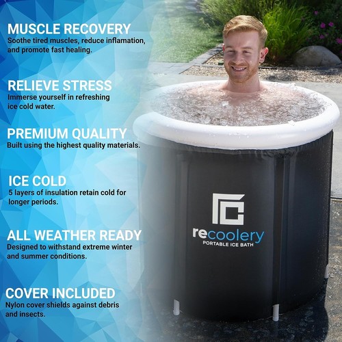 Tragbare Eisbadewanne mit Deckel - Kalttauchwanne für Sportler, Erwachsene - ST - Bild 4 von 6