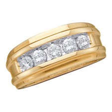 10K SOLID YELLOW GOLD 1/4 CT REAL NATURAL DIAMOND FASHION MENS WEDDING BAND NEW