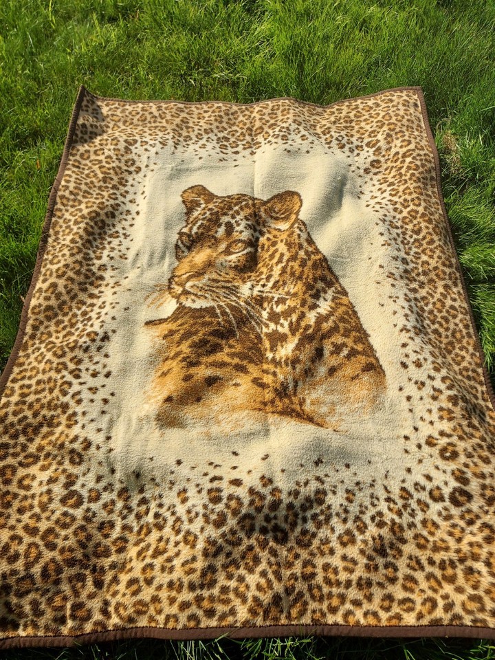Vintage Ibena Relac Reversible Leapard Blanket 75x55 eBay