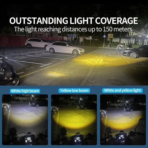 2 Phares Auxiliare LED 12V 24V 20W Spot Blanc +Feu Antibrouillard Jaune Moto 4x4 - Photo 10/13