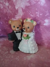 Homco Wedding Bears 1407 Bride Groom Figurine Ceramic Porcelain Cake Topper