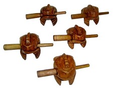 2" Mini Frog Carved Wooden Croaking Instrument Musical Sound Frog Handcraft