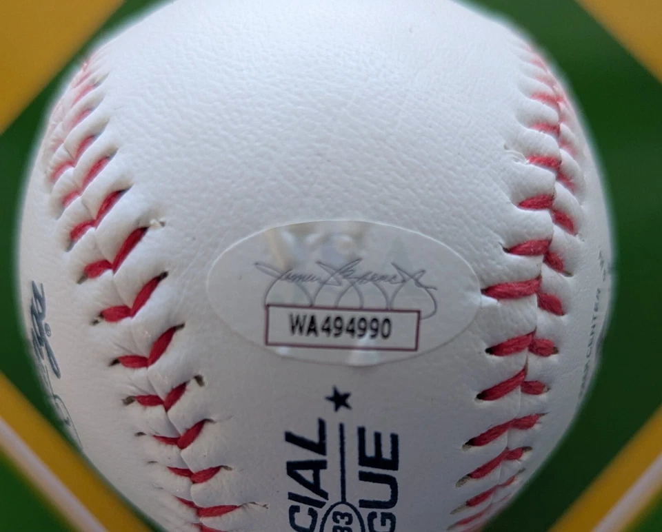 Carney Lansford Oakland A's Firmado OLB3 Béisbol y 89 Campeones de la WS (certificado de autenticidad JSA). Foto 2 de 4