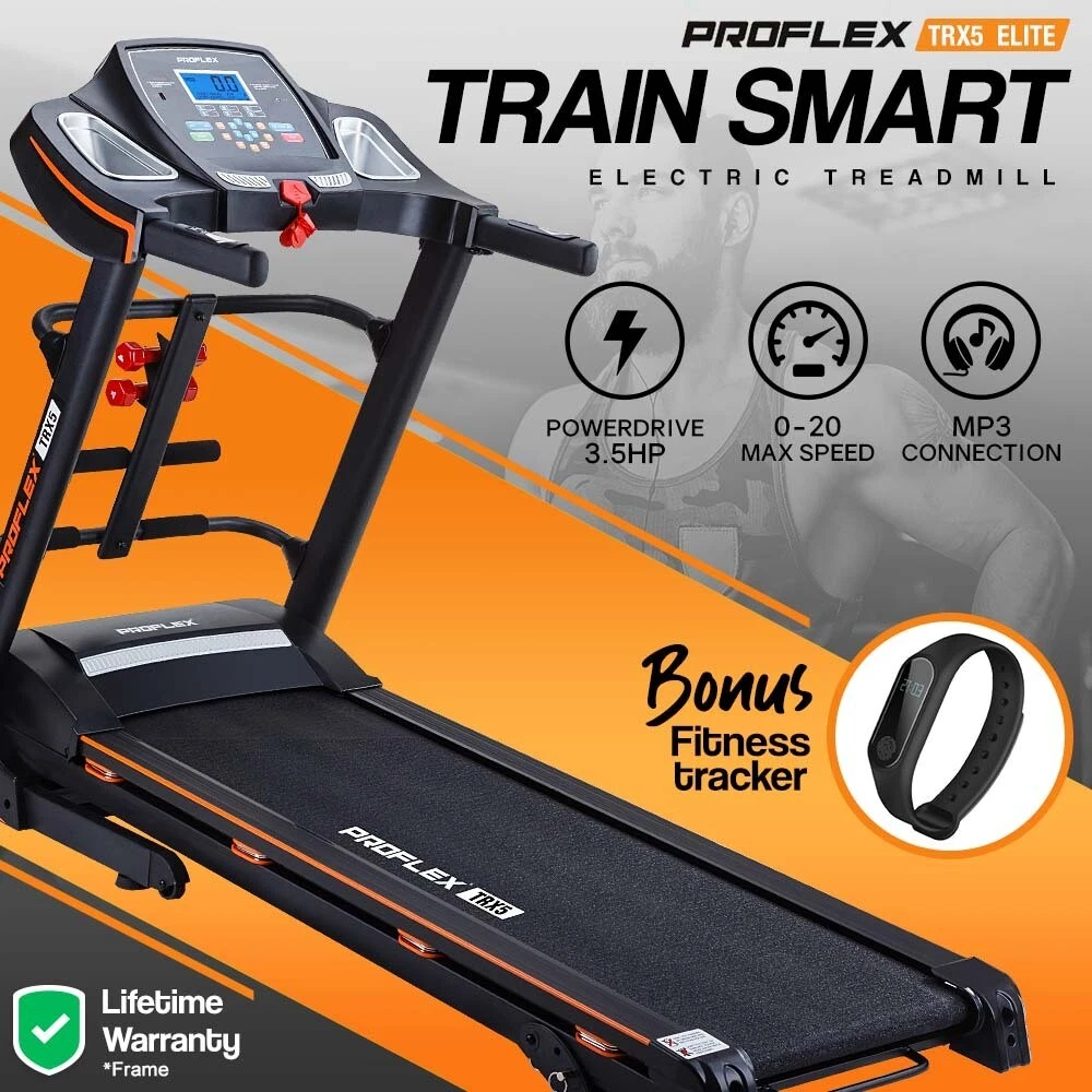 PROFLEX Electric Treadmill w Fitness Tracker Home Gym Exercise