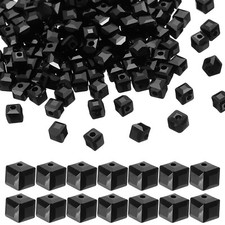 4mm Crystal Cube Beads, 200 Pcs Square Glass Beads Loose Spacer Beads, Black