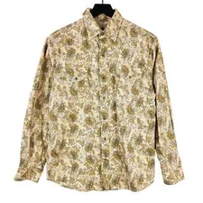 Roper Womens (XL 16-18) Cotton Floral Western Pearl Snap Button Shirt Beige