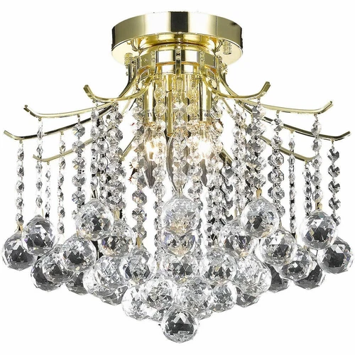 Crystal Balls Flush Mount Ceiling Light Gold Bathroom or Dining Room Lighting - Picture 2 of 2