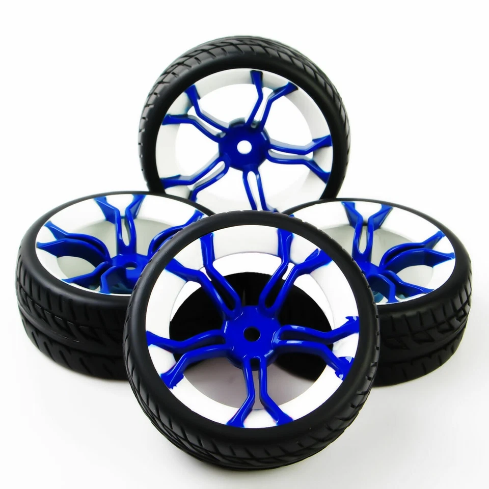 4Pcs 1:10 Run Flat Tires&Rims 12mm Hex For RC On Road Racing Car PP0150+MPNWB  - Image 2 of 4