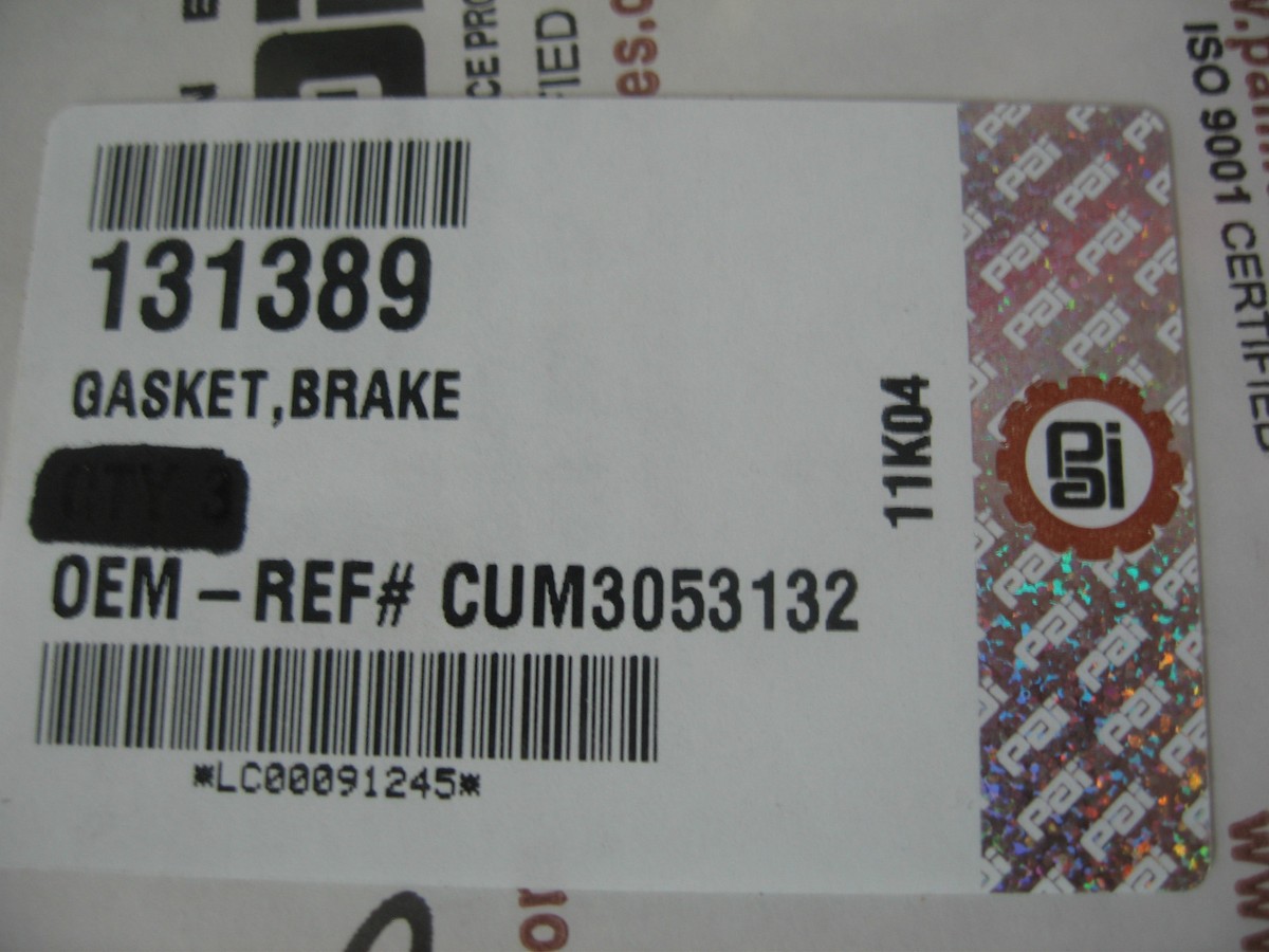 Jake Brake Gasket for Cummins 855 88NT. Qty. 1 PAI# 131389 Ref