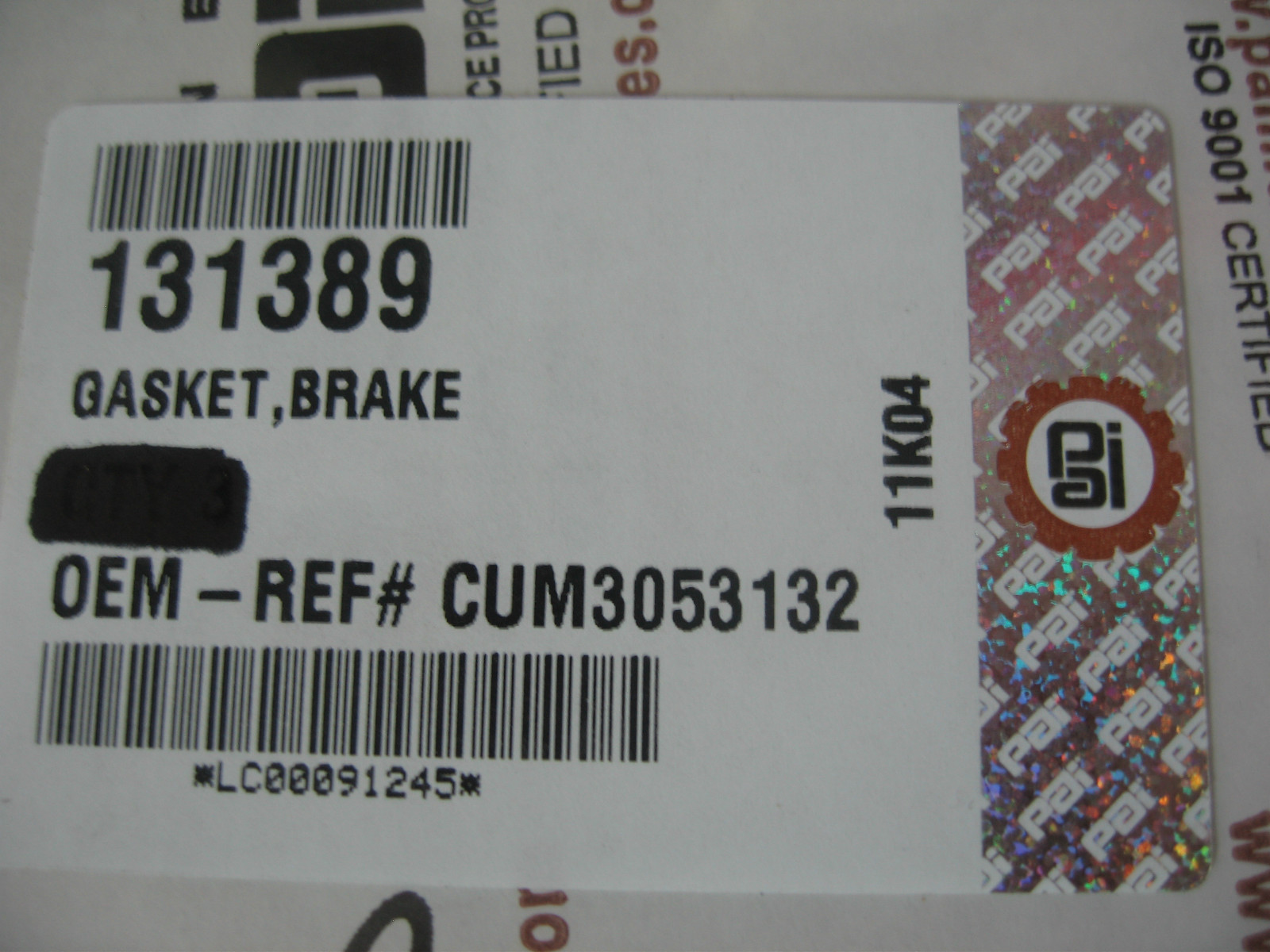 Jake Brake Gasket for Cummins 855 88NT 1 PAI 131389 Ref. 3053132