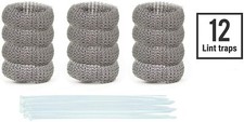 12 Lot Washing Machine Lint Traps Snare Filter Screen Stainless Steel Mesh Ties