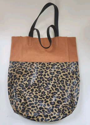 H&M Divided Purse Suede and Imitation Leather Leopard Print No