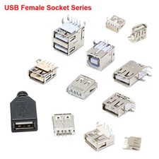 USB Female Socket:Type-A/B,DIP/SMD,Lateral Plug,Double-layer,Jack Connector Port