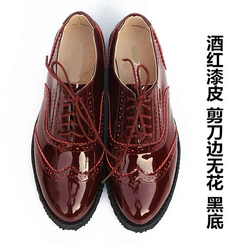 Women's Patent Leather Brogues Shoes Wingtip Casual Lace-Up Shoes Oxfords Shoes - Picture 29 of 32