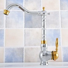 Silver Chrome Gold Color Brass Bathroom Kitchen Swivel Faucet Mixer Tap ssf810