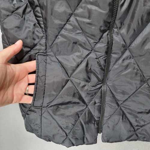Lord and Taylor Puffer Vest Women L Faux Fur Collar Reversible Zipper Y2K Glam - Picture 7 of 16